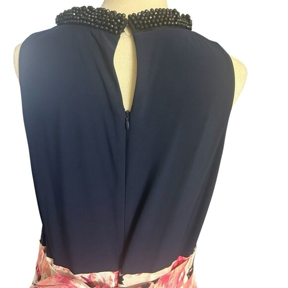 SLYN Women's 14 Beaded Bow Collar Hi Lo Sleeveless Pink  Blue Formal Dress - Picture 11 of 15